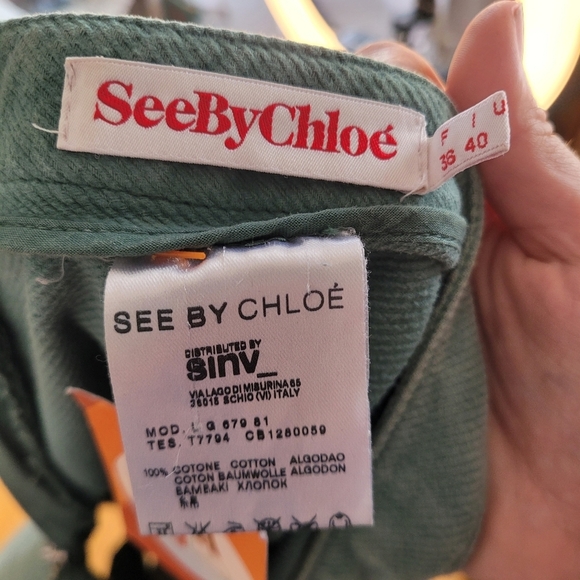 See By Chloé Green A-Line Cotton Women's Skirt - Picture 6 of 8